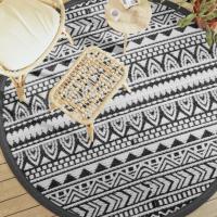 vidaXL Alfombra de exterior ARAKIL Ø200 cm PP en color Rosa/Marrón/Gris claro y blanco y más - details 9