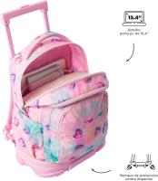 TOTTO Mochila Escolar con Ruedas Desmontables – Modelo Tiza | Estampado Shiny Heart Glitter | 26L | Porta PC 15.4” | Manija Telescópica | Espaldar Ergonómico | Eco RPET - details 2