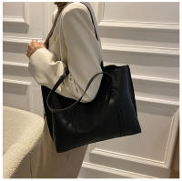 Bolso De Hombro Versátil De Cuero Suave Negro Minimalista Gran Capacidad Bolso De Tote Casual Para Mujer Estilo Inglés - details 17