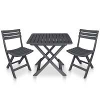 vidaXL Mesa y sillas bistró de jardín plegables 3 pzas plástico en color Verde/Antracita | cómodas modernas ergonómicas para comedor cocina salón hogar - details 1