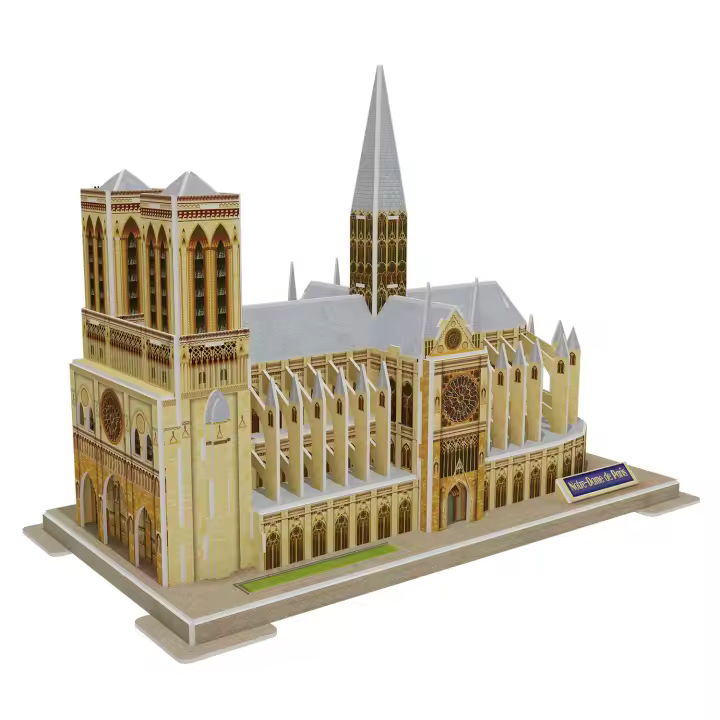 DAM. Puzle 3D de cartón de la Catedral de Notre Dame en París. 77 piezas. 38x21x28cm. - 1