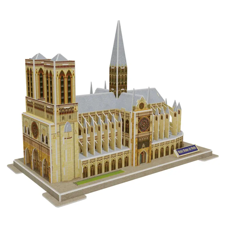 DAM. Puzle 3D de cartón de la Catedral de Notre Dame en París. 77 piezas. 38x21x28cm. - 1
