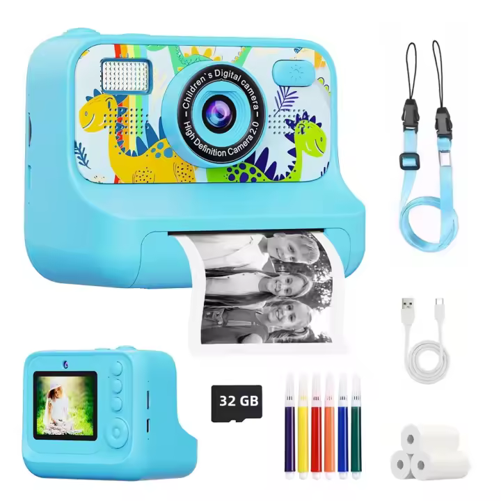 Cámara Digital Para Niños Con Impresora Térmica Regalo Para Niñas Y Niños Con 32G Y 3 Rolls De Papel De Impresora Material ABS Energía Eléctrica Batería De Litio - 1