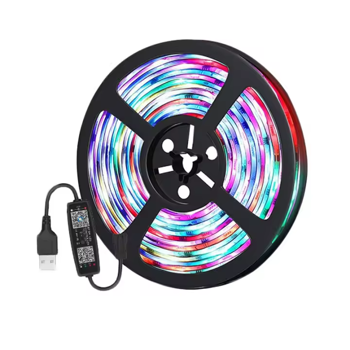 Tiras LED RGBIC WS2812B 3M DC 5V Con Control Remoto Bluetooth APP Para Decoración De Habitación Sala De Estar TV PC Luz Atmosférica - 1