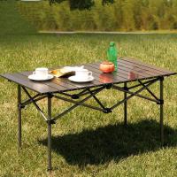 Mesa plegable de madera camping 93x55x55 cm Mesa de camping portátil, mesa de playa plegable con bolsa de transporte, mesa plegable de aluminio, para playa, barbacoa, picnic, cocina, festival, interior, oficina, latón - details 0