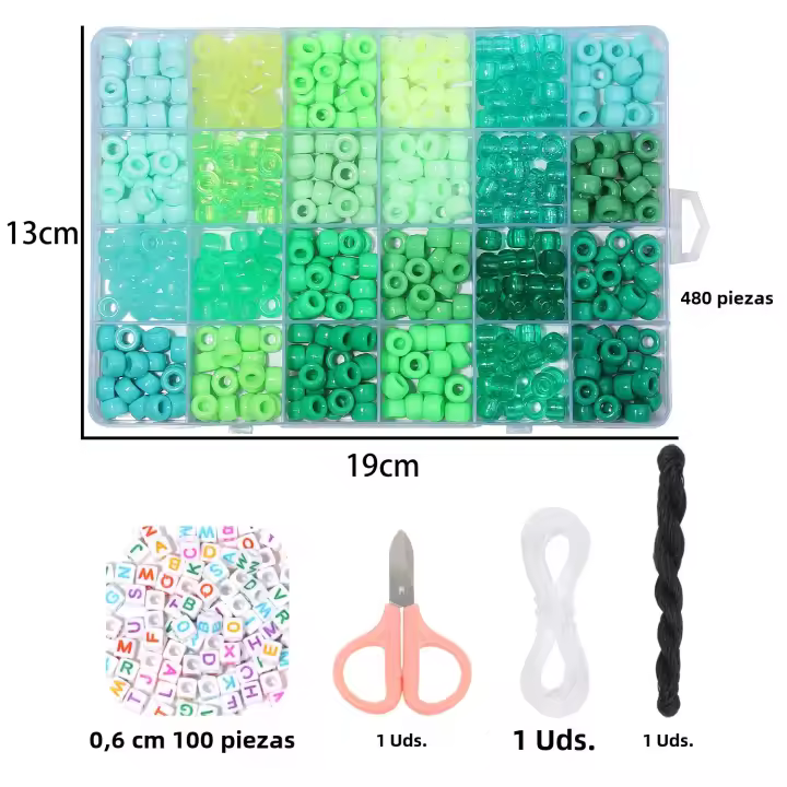 Kit De Perlas Para DIY 480pcs Con Letras Y Agujeros Grandes Espaciadores De Acrílico Para Creación De Joyería Pulseras Y Suministros De Cabello - 1