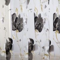 Cortinas De Tules Negras Con Florecimiento Para Decoración De Sala De Estar Y Dormitorio Translúcidas De Chiffon Voile Para Ventanas De Cocina - details 2