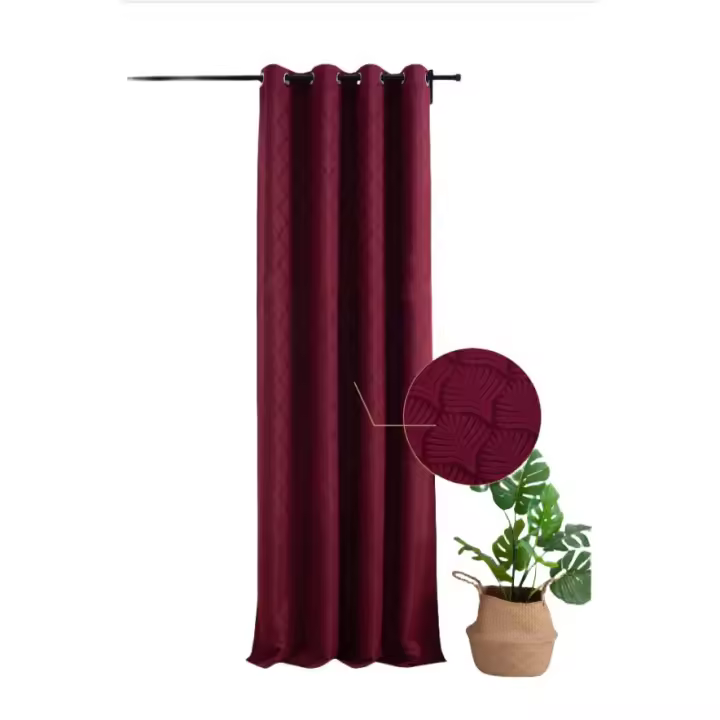 Cortina de Jacquard poliéster con estampado de flor de abanico,150x260cm,decoracion del hogar,oficina.1 panel. - 1