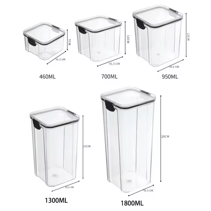 Jars De Almacenamiento Para Cocina Grandes Organizador De Granos Y Condimentos a Prueba De Humedad En Plástico Estilo Japonés - 1