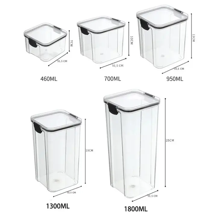 Jars De Almacenamiento Para Cocina Grandes Organizador De Granos Y Condimentos a Prueba De Humedad En Plástico Estilo Japonés - 1
