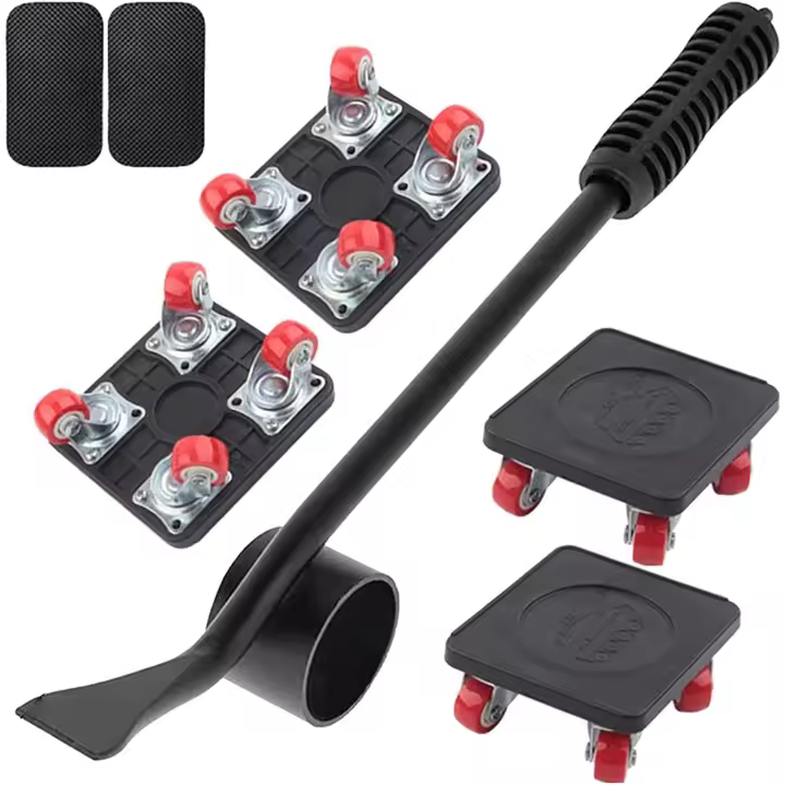 Muebles, 5PCS Elevador Muebles Servicio Pesado Juego Herramientas para Mudarse Deslizadores con 4 Rueda Doble Rodamiento Rotación 360 Grados Mueble Dolly Capacidad 400 KG - 1