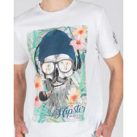 Camiseta Brave Soul Calavera Hipster 149RIDEW Blanco - details 0
