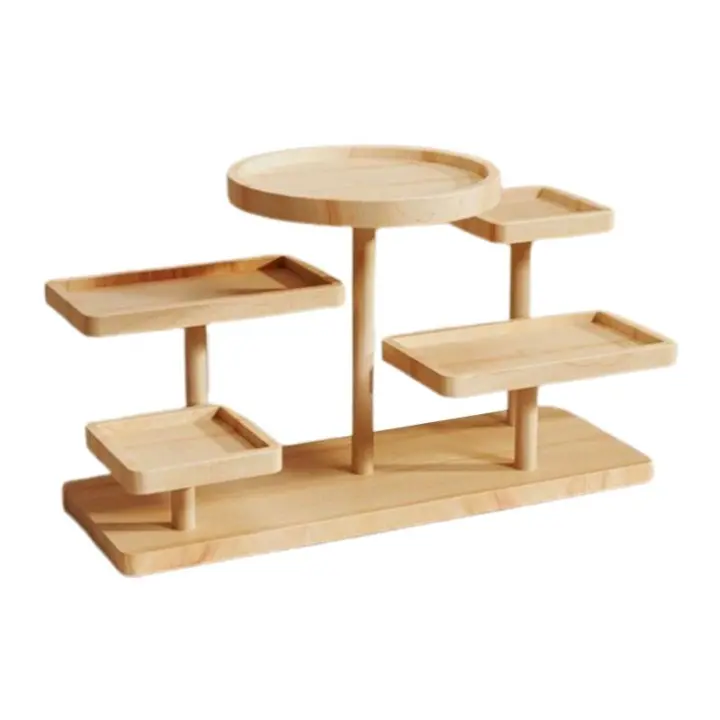 Soporte De Tres Niveles Para Pastel Múltiple Estante De Mostrador Para Fiesta En Casa Restaurante Mesa De Dormitorio Material Madera - 1
