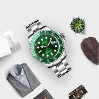 Reloj De Hombre De Lujo En Acero Inoxidable Plata Resistente Al Agua Con Bisel Rotativo Luminoso Y Marcas Arábigas Estilo Casual - details 0