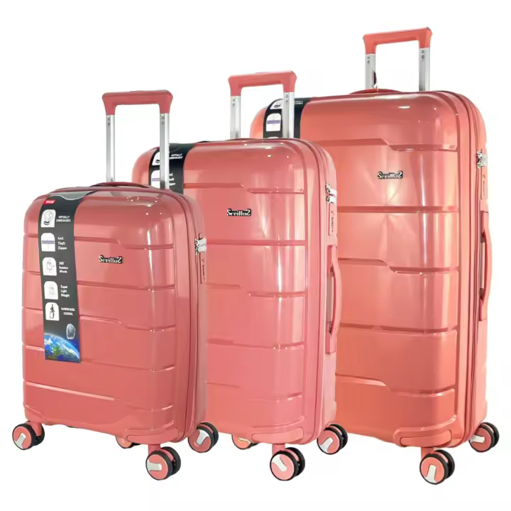Conjunto de Maletas de Viaje SEVILLAS: Carcasa polipropileno, Cerradura TSA, 8 Ruedas Giratorias 360°, Asa Telescópica - 1