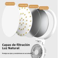 Lámpara De Escritorio LED Con Reloj Y Ventilador Recargable Por USB Luz Nocturna Plegable Protección Ocular Para Lectura Y Dormitorio - details 5