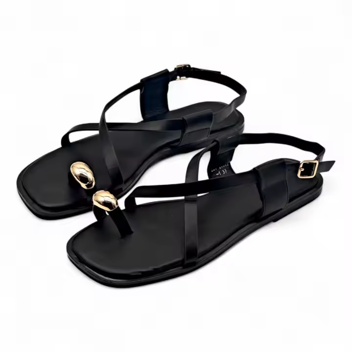 Calzados soraia, Sandalias Planas de Mujer con anillo dorado y Detalles Metálicos, Estilo Minimalista con Tira Dedo, Diseño Elegante para Verano, Perfectas para Playa, Paseos o Eventos Casuales ✅ Entrega 24/72h a España (península) Playa Metal Playa Playa - 1