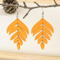 Juego De Pendientes Colgantes De Madera Con Láser Moda Etnia Hermoso Hoja Pluma Geometría Colorida Joyería Para Mujer - details 5