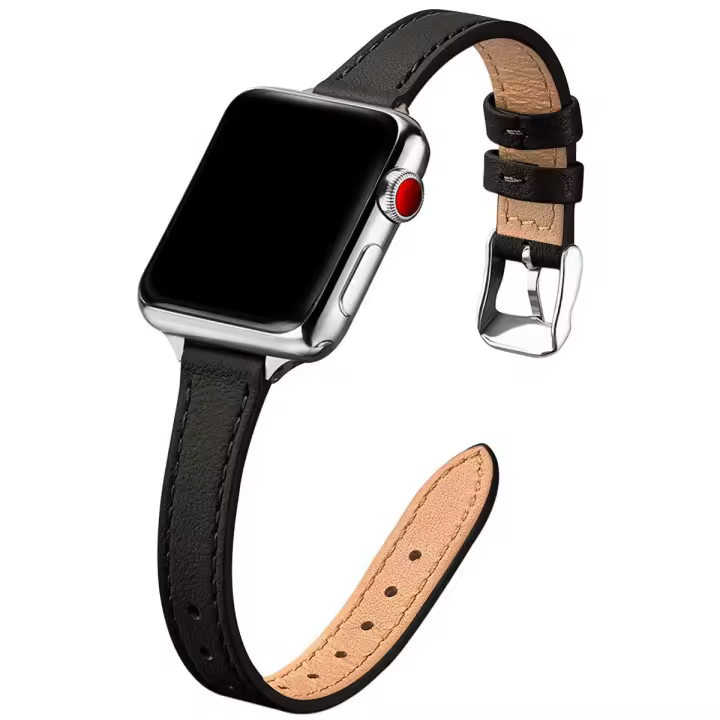 Correas de cuero finas compatibles con Apple Watch de 38/40/41mm. Correa fina de cuero de grano superior para iWatch Ultra SE Series 10/9/8/7/6/5/4/3/2/1. - 1
