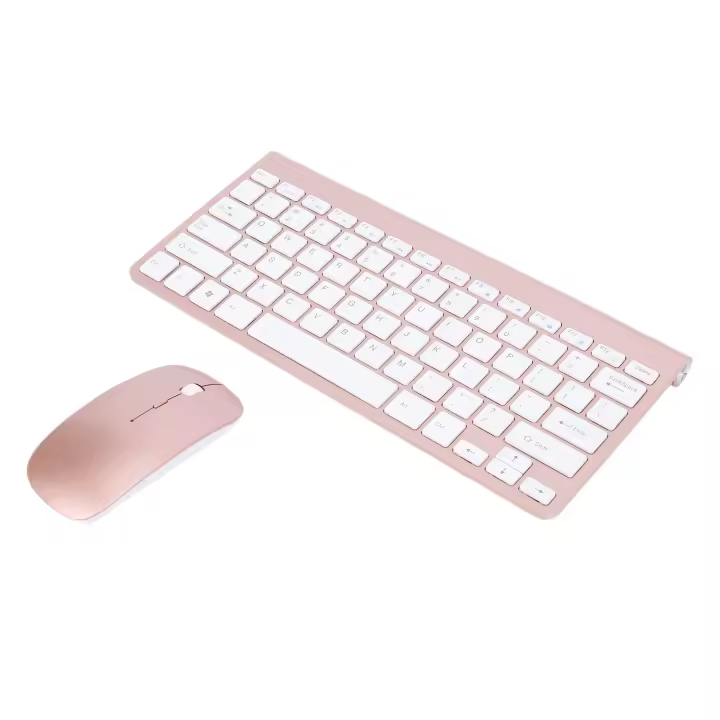 Combo de teclado y ratón inalámbricos ultradelgados de 2,4 Ghz con receptor USB, conjunto de teclado para PC Apple Windows XP/7/8/10 (rosa - 1