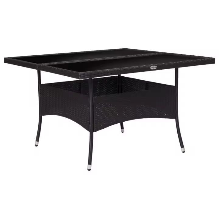 Mesa de comedor de jardín ratán sintético y vidrio negro - 1