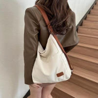 Bolso De Hombro Cruzado Grande Para Mujer Bolsa De Tela De Lona Versátil Para Nuevo Viaje Bolsa De Mano Doble Para Estudiantes - details 2
