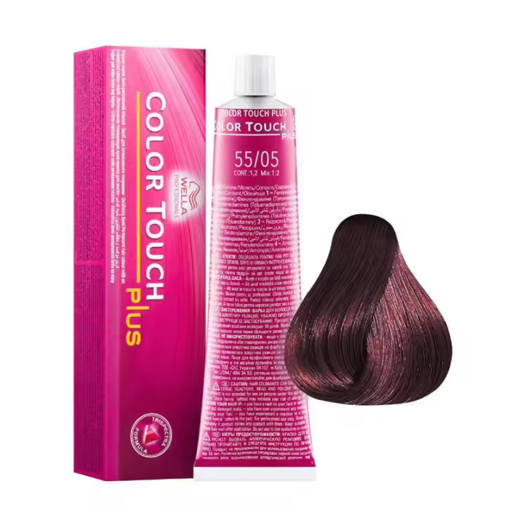 WELLA PROFESSIONAL Pack 2 Color Touch Plus 55.05 Castaño Claro Intenso Caoba Natural - 1