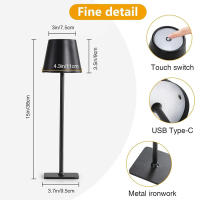 Lámpara De Escritorio Recargable LED Con Interruptor Táctil 3 Colores Ajustable Para Decoración De Dormitorio Sala De Estar Barra De Comida Iluminación - details 14