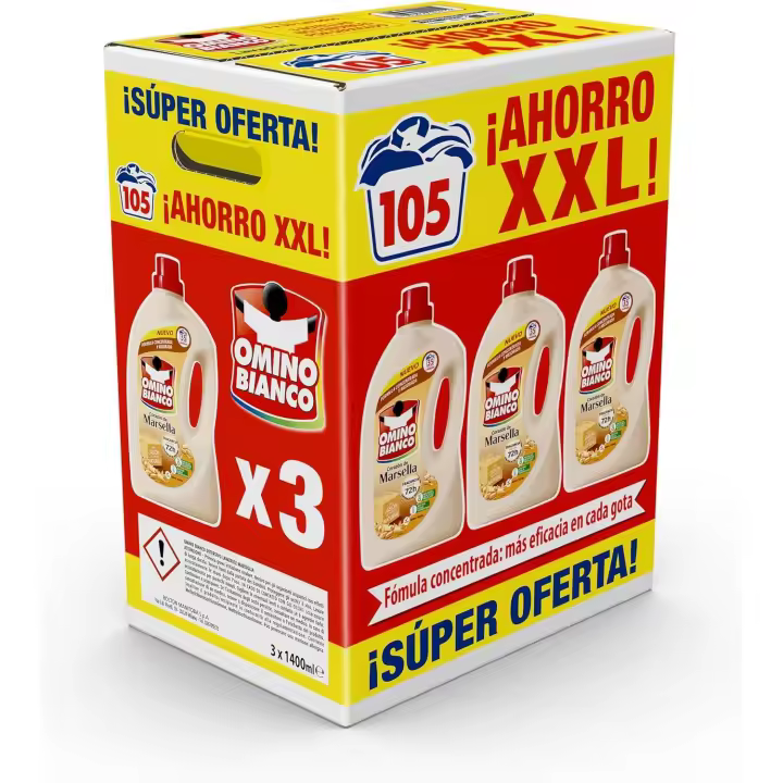 Omino Bianco Marsella Pack ahorro 105 lavados 3x1400ml - 1