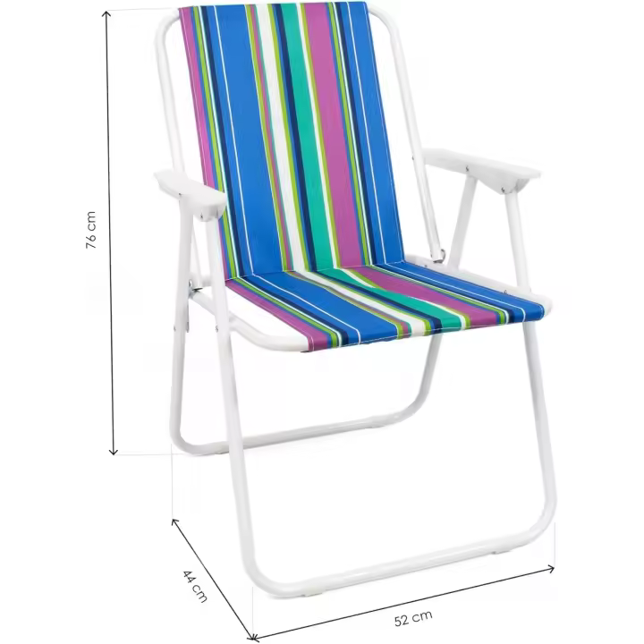 Silla de Playa Plegable con Reposabrazos Silla Plegable portátil para Playa Camping Ocio al Aire Libre Exterior 74X52X38CM - 1