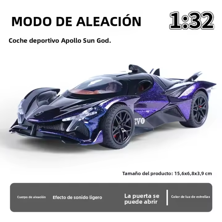 Modelo De Juguete De Aleación Apollo EVO a Escala 1:32 Con Diseño Futurista Efectos De Sonido Y Luz Acción De Resorte Ideal Para El Juego Infantil - 1