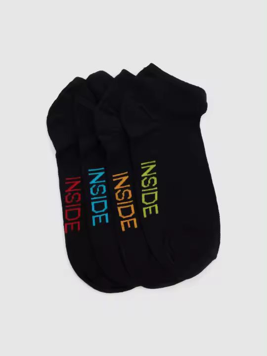 Pack de 4 pares de calcetines tobilleros con el nombre de la marca INSIDE - 1