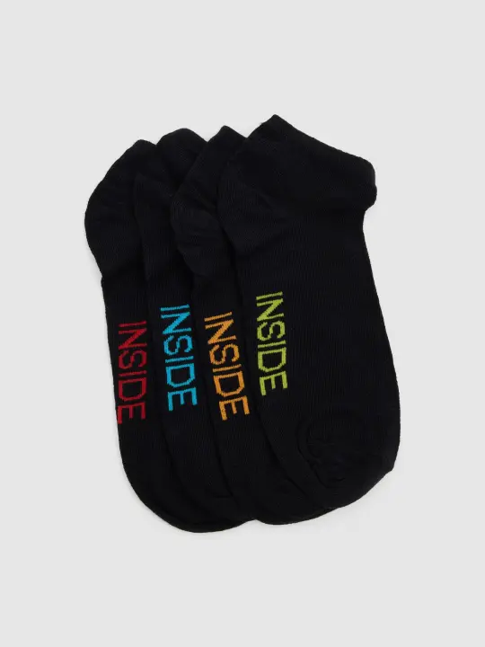 Pack de 4 pares de calcetines tobilleros con el nombre de la marca INSIDE - 1