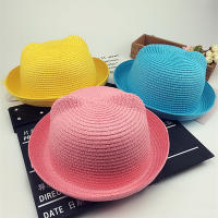Sombrero De Sol Para Niños Y Niñas Protección Solar Sombrero Pannamericano Con Decoración De Orejas Material De Paja Unisex - details 1
