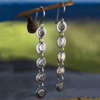 Pendientes Colgantes Redondos De Plata Para Mujer Estilo Boho Gypsy Retro Étnico Luna Estrella Joyería Longitud Aproximadamente 7cm - details 0