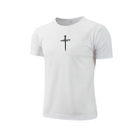 Camiseta Deportiva De Algodón Para Hombre Con Estampado Cruzado Alta Calidad Quickdry Manga Corta Para Gimnasio Y Entrenamiento - details 9
