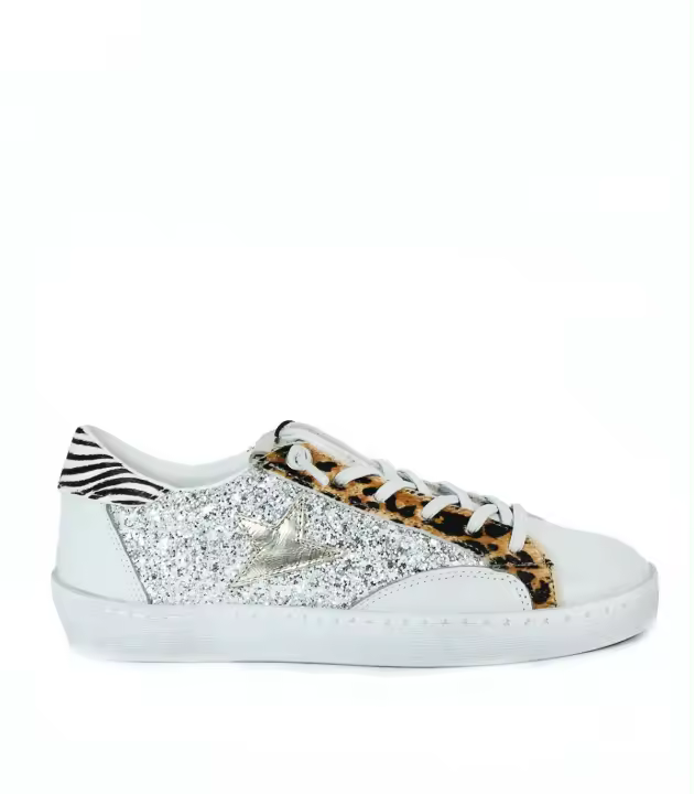ZAPATILLAS CASUAL DE MUJER CETTI AVIADOR GLITTER BLANCO 1342 SRA - 1