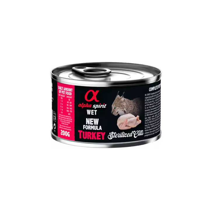Alpha Spirit Húmedo Lata 200 Gr Para Gatos Esterilizados Pavo - 1