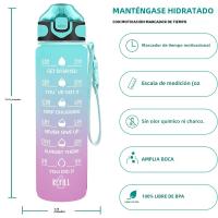 Botella De Agua De 32 Oz Con Horario Y Taza Motivacional a Prueba De Fugas Libre De BPA Y Químicos Con Correa Para Transporte Adulto - details 4