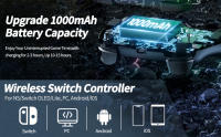 Controlador Inalambrico para Switch con 2 botones traseros programables y luces de diseño agrietado, Mando para juegos 1000 mAh para Switch/Lite/OLED, Wireless Controller compatible con Android/iOS/PC (blanco) - details 1