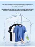 Camiseta De Seda Helada Para Hombres Verano Cuello Redondo Manga Corta Suave Fitness Tops Casual Oversize Tees Transpirable Ligera Secado Rápido Estirable Sin Pliegues - details 2