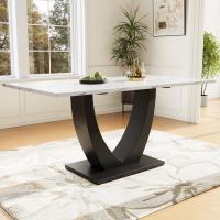 140x75. Mesa de Cocina de 5cm, (1 Pieza), Mesa de Cocina moderna, mesa de Coque rectangular con Marco de metal Mesa de Cocina Con Patrón de Mármol Modern con pies ajustables para Sala de estar - details 1