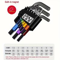 AIRAJ Juego De 9 Piezas Llaves De Allen Multicolor Tipo L Herramienta Universal Con Brazo Corto De Acero Cromo Vanadio - details 1
