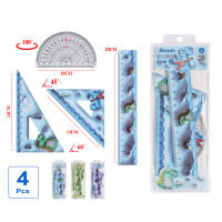 STELAM Juego de 4 piezas de herramientas geométricas Stelam - Regla de 20 cm, triángulos de 45° y 60°, transportador de 180°, diseño kawaii, ideal para estudiantes, escuela, dibujo y adecuado para niños - details 5