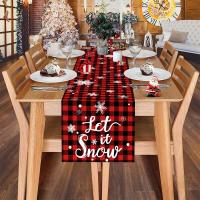 Mantel Runner De Navidad Rojo Y Negro Con Patrón De Copos De Nieve Decoración Para El Hogar 2023 Xmas Mantel Tela De Poliéster 100% - details 9