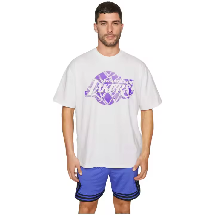 Camiseta de Manga Corta New Era Los Angeles Lakers Nba para unisex en color blanco - 1