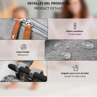 LUTODY - Mochila portátil para bebés con cuna cambiador de pañales, bolsillo térmico para biberones, plegable e impermeable - Ideal para cargar teléfono móvil, tablet y más dispositivos - details 1
