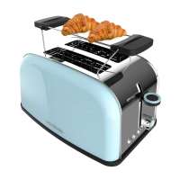Tostadora vertical azul Toastin' time 850 de acero con doble ranura corta - 850 W de potencia y soporte para panecillos Cecotec - details 1