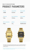 Reloj De Pulsera Deportivo Casual Para Hombre Digital Dual Tiempo Semana Oro 3bar Impermeable Cuarzo Reloj De Mano L1030 - details 2