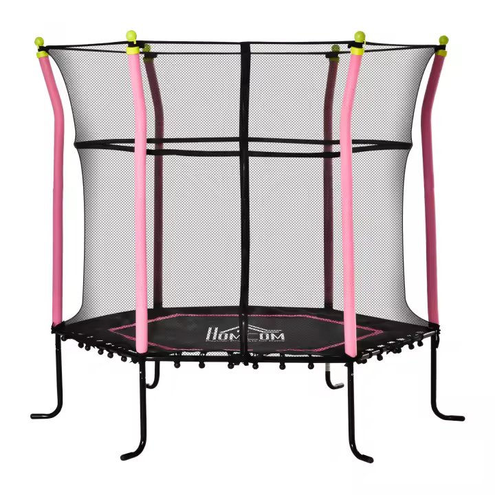 HOMCOM Cama Elástica Infantil de Jardín Trampolín para Niños de +3 Años con Superficie de Salto Ø120 cm Red de Seguridad Acero para Interior Exterior - 1